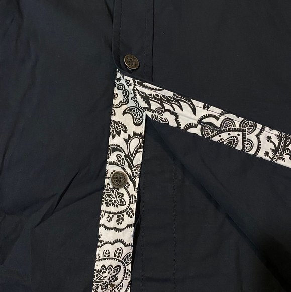 Platini Men’s Military Button Down Shirt w/ Faux Leather & Paisley Trim Size M - Picture 7 of 14